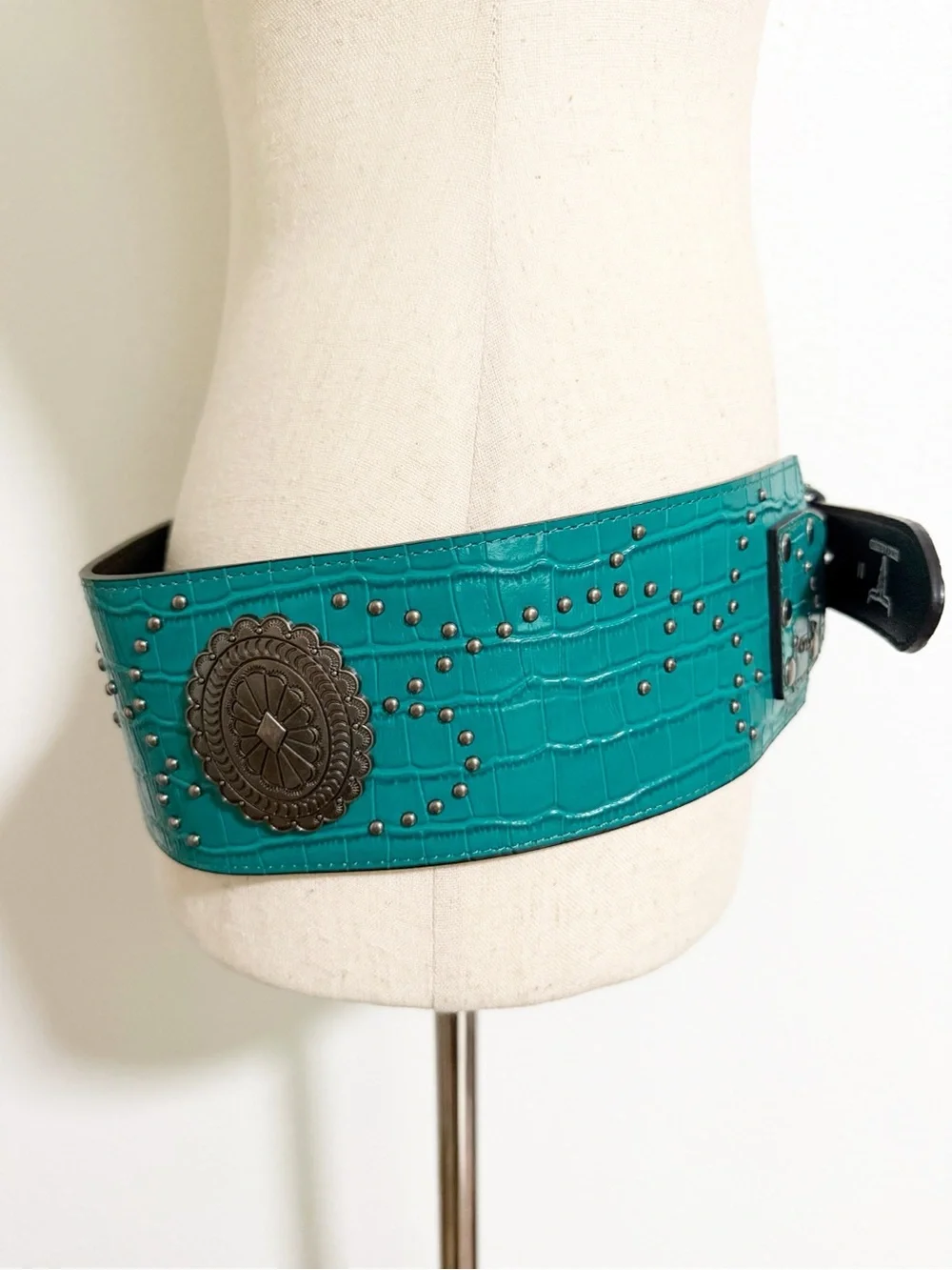 Lucky & Blessed Wide Turquoise Leather Concho Belt